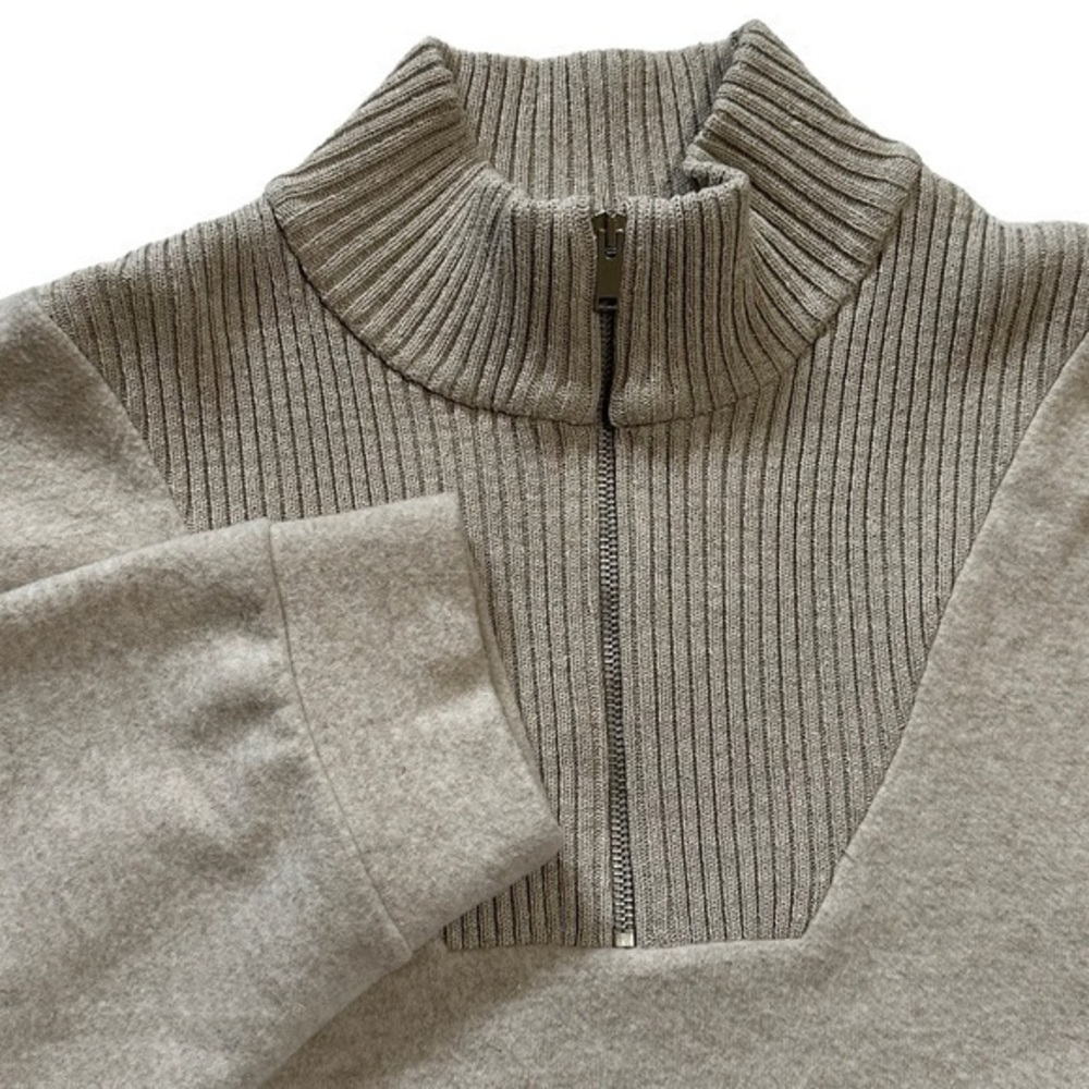 Women’s Zara Creme Ribbed 1/4 Zip Sweater Size‎ Large - Picture 2 of 6